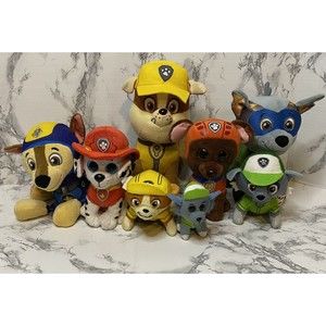 Lot Of 8 Paw Patrol Plush Zama, Rocky, Marshall, Chase, Spin Master 10" & under
